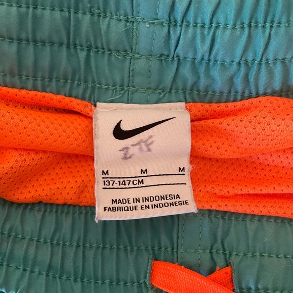 Nike youth, swim trunks, teal, and orange - Picture 5 of 5